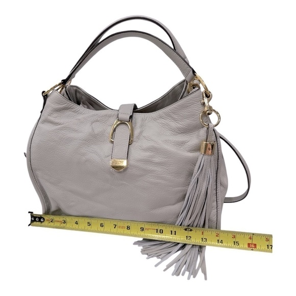 G.I.L.I Light Grey Leather Stirrup Satchel NWOT - Picture 9 of 10